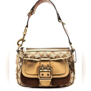 Coach Beige Gold Leather Soho Shoulder Bag